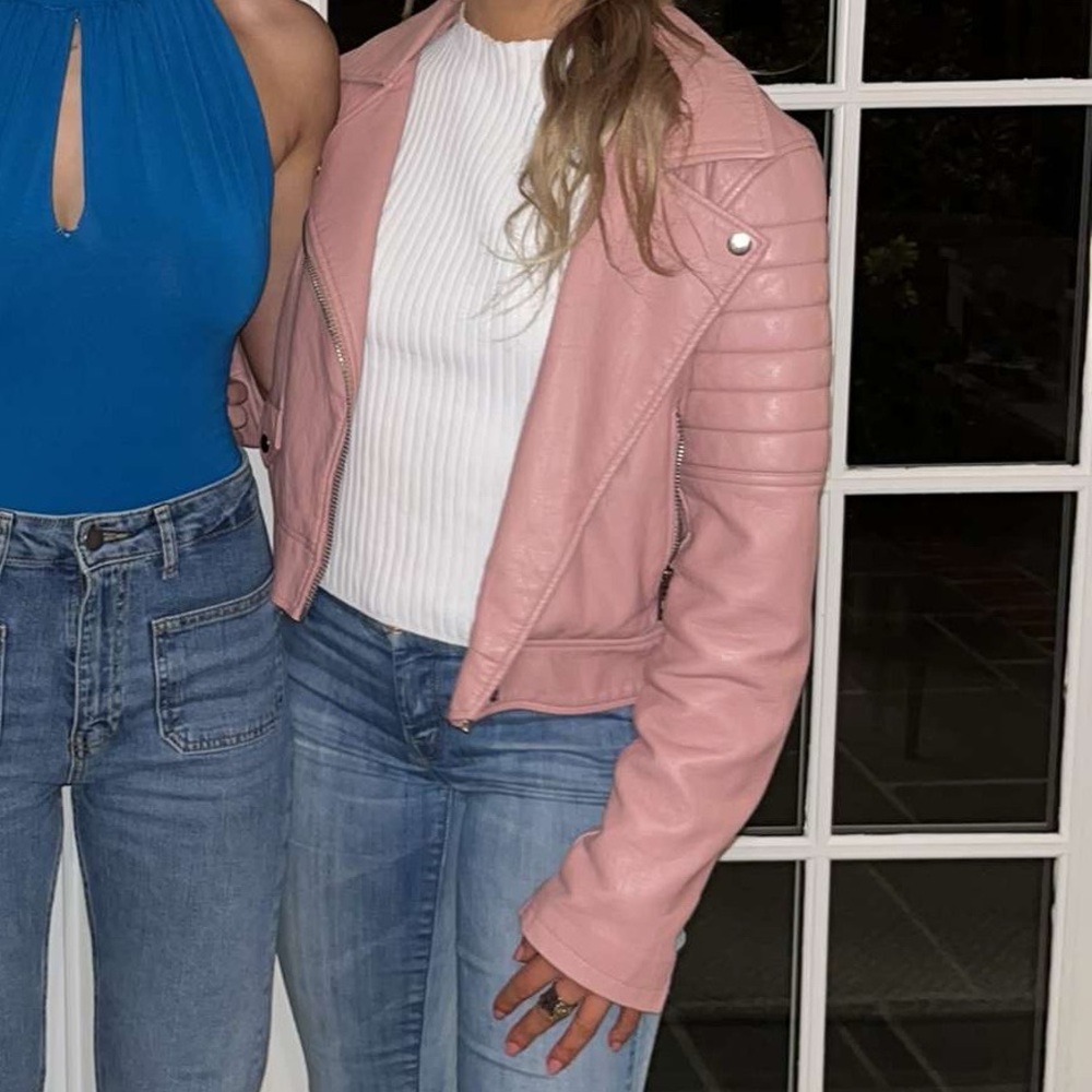 Blank NYC light pink leather coat